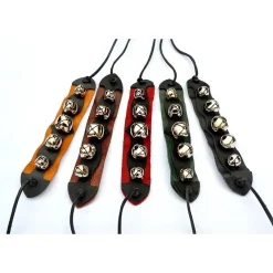 Bracelet En Cuir Avec Cloches D'argent, Brun Clair -Promos Halloween Boutique bracelet en cuir avec cloches dargent brun clair 1