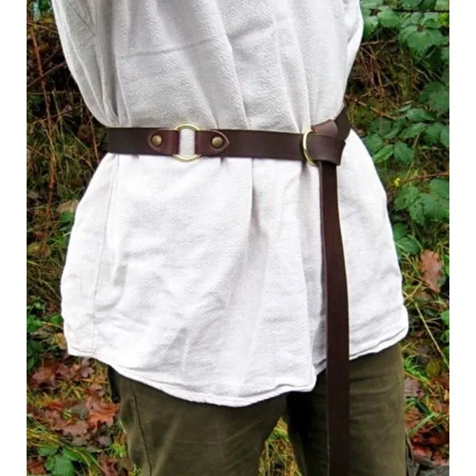 Ceinture En Cuir Avec Boucle En Anneau, Cuir Fendu Brun 2 Ceinture En Cuir Avec Boucle En Anneau, Cuir Fendu Brun – Image 2