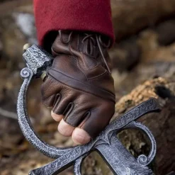 Epic Armoury Gants Sans Doigts Avec Lacets, Marron -Promos Halloween Boutique gants sans doigts avec lacets marron 4