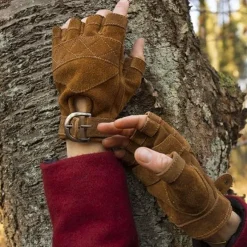Epic Armoury Gants Sans Doigts En Cuir Suédé, Marron