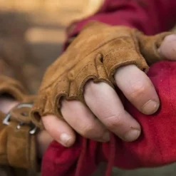 Epic Armoury Gants Sans Doigts En Cuir Suédé, Marron -Promos Halloween Boutique gants sans doigts en cuir suede marron 3